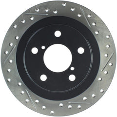 StopTech Slotted & Drilled Left Rear Rotor Subaru WRX 2002-2005 | 127.47011L
