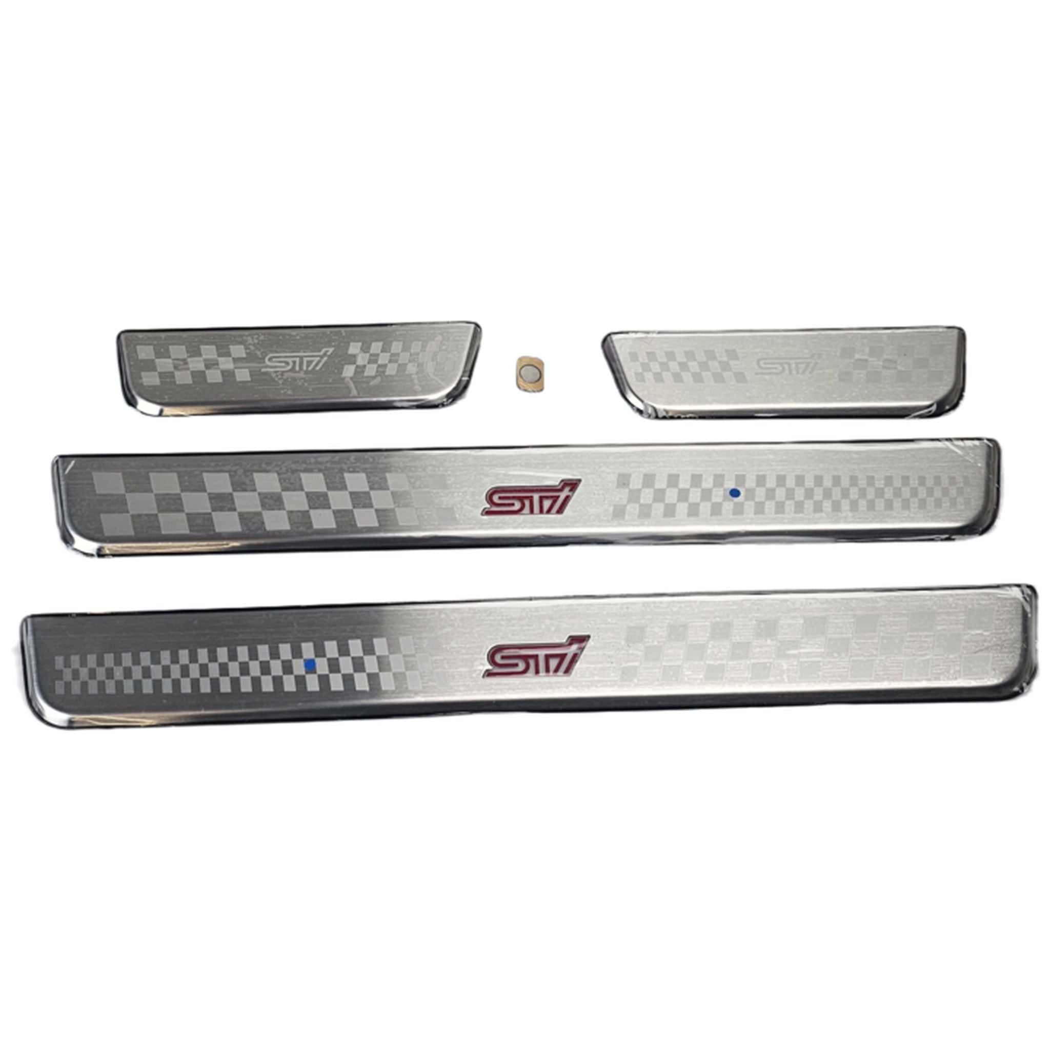 Subaru JDM STI Illuminated Checkered Style Door Sill Plates WRX 2015-2026 | E1017VC210