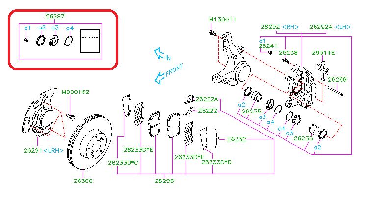 Subaru OEM 4-Pot Caliper Seal Kit Subaru WRX 2006-2007 | 26297FA052