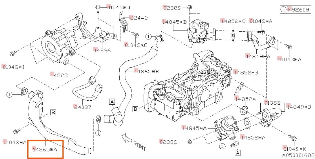 Subaru OEM Air Pump Hose Subaru WRX 2008-2010, 2012-2014 / Forester XT 2009-2013 | 14865AA020