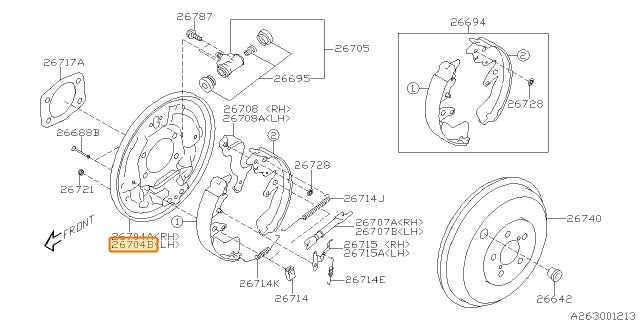 Subaru OEM Brake Backing Plate - Rear Left Hand (08-14 STI) | 26704FG030