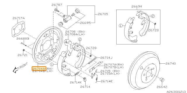 Subaru OEM Brake Backing Plate - Rear Right Hand (08-14 STI) | 26704FG020