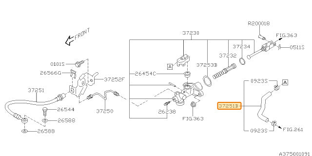 Subaru OEM Brake Master to Clutch Master Hose (15-21 STI) | 37251FJ020