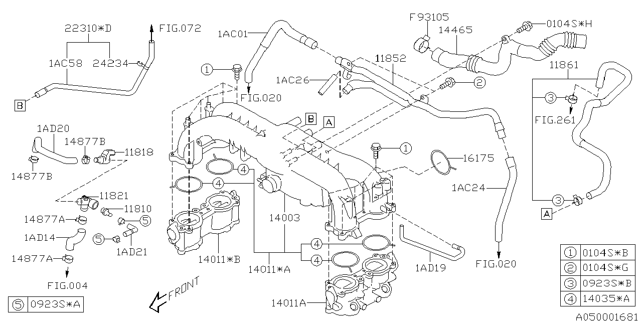 Subaru OEM Brake Vacuum Hose Legacy GT / Outback XT 2005-2007 / 2009 | 11861AA030