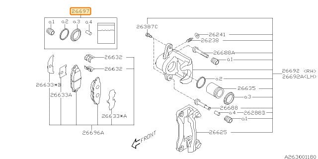 Subaru OEM Caliper Seal Kit | 26697FC000