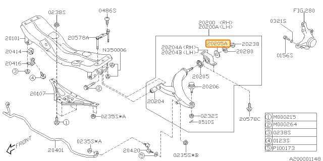 Subaru OEM Control Arm Stopper Bushing - Rear | 20202AA011