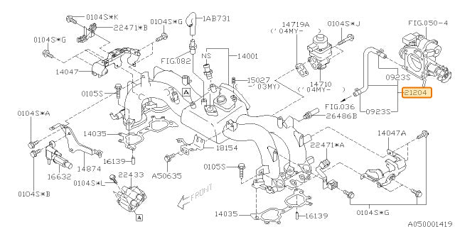 Subaru OEM Coolant Crossover Hose (03-05 Forester) | 21204AA162