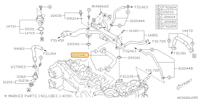 Subaru OEM Coolant Crossover Hose (13-14 Legacy - 25B) | 21204AB230