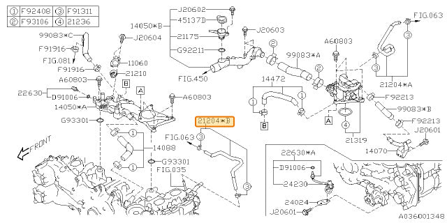 Subaru OEM Coolant Crossover Hose (18-19 Crosstrek - 20D) | 21204AB370