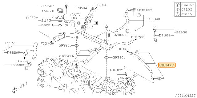 Subaru OEM Coolant Crossover Hose (18-19 Crosstrek - 20D) | 21204AB380