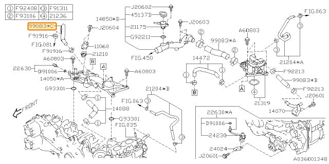 Subaru OEM Coolant Crossover Hose (20-25 Legacy - 25D) | 99083AA500