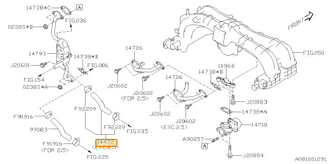 Subaru OEM Coolant Hose (18-19 Crosstrek - 20D) | 14472AA660