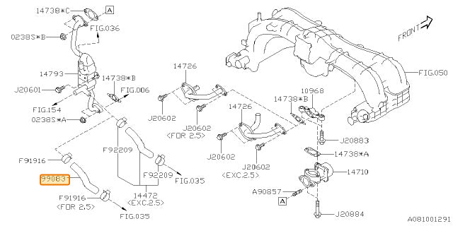 Subaru OEM Coolant Hose (21-23 Crosstrek - 25D) | 99083AA230