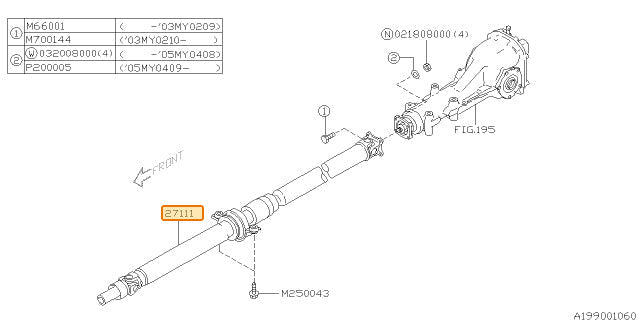 Subaru OEM Driveshaft Forester 2003-2005 / Forester XT 2004-2005 | 27111SA001