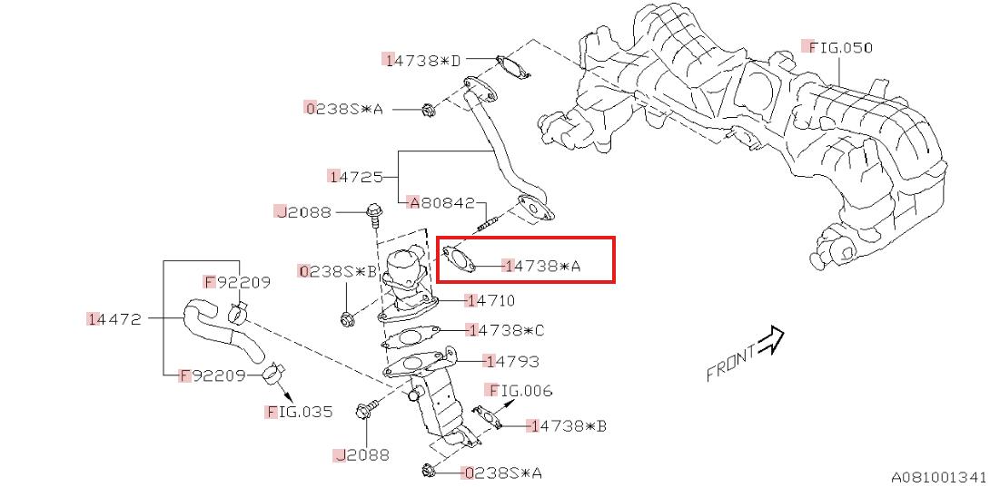 Subaru OEM Egr Pipe Gasket (Lower) Subaru WRX 2022-2026 | 14738AA310