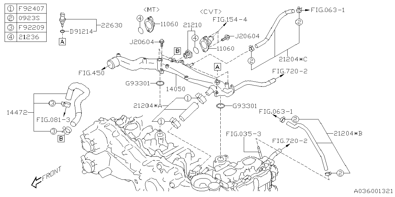 Subaru OEM Engine Coolant Hose Forester 2017-2018 | 14472AA650