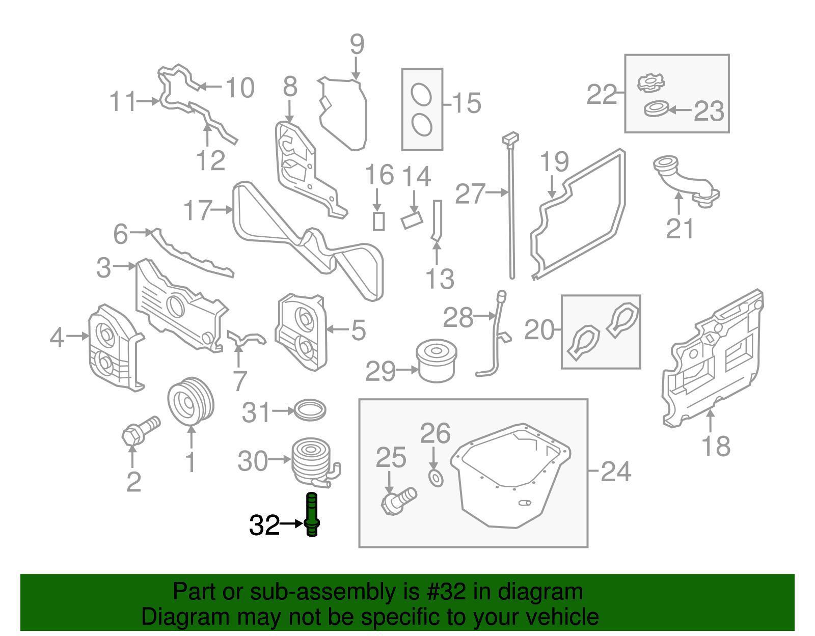 Subaru OEM Engine Oil Cooler Adapter Bolt Stud WRX 02-21 / STI 04-21 | 21317AA022