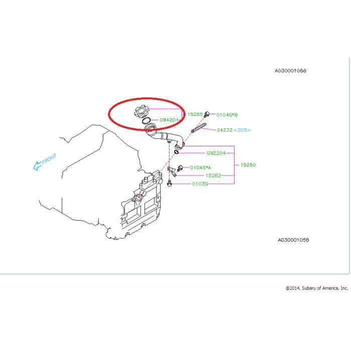 Subaru OEM Engine Oil Filler Cap WRX 04-14 / STI 04-21 | 15255AA170