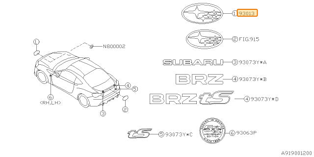 Subaru OEM Front Emblem (14-20 BRZ) | 93013CA001