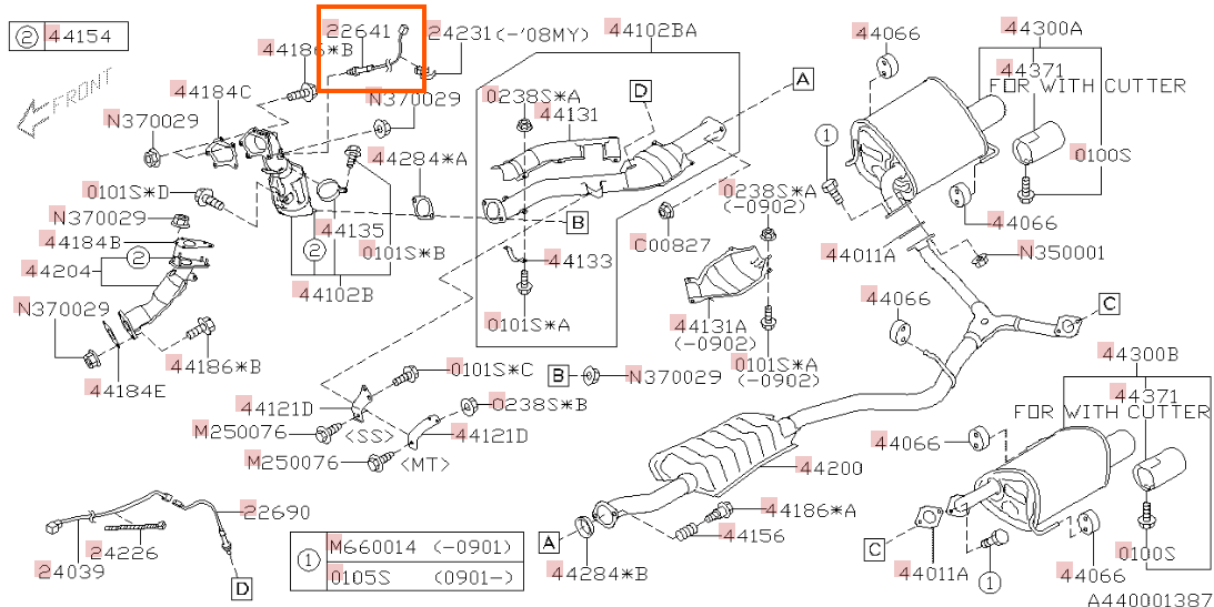 Subaru OEM Front Oxygen Sensor - A/F (09-10 WRX) | 22641AA420