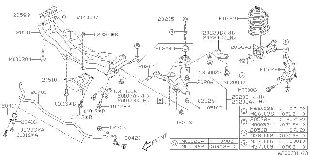 Subaru OEM Front Strut Bolt - Lower WRX / STI 2005-2008 | 20540PA010