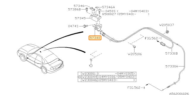 Subaru OEM Fuel Filler Door Handle Assembly | 57340AE040