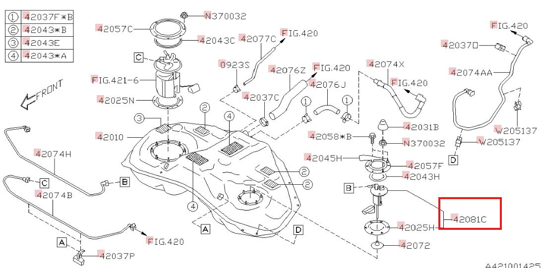 Subaru OEM Fuel Level Sending Unit Subaru WRX / STI 2015-2021 | 42081FJ000