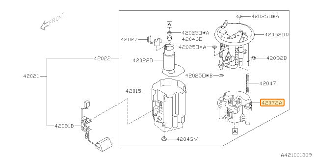 Subaru OEM Fuel Pump Filter (05-09 Legacy) | 42072AG16A