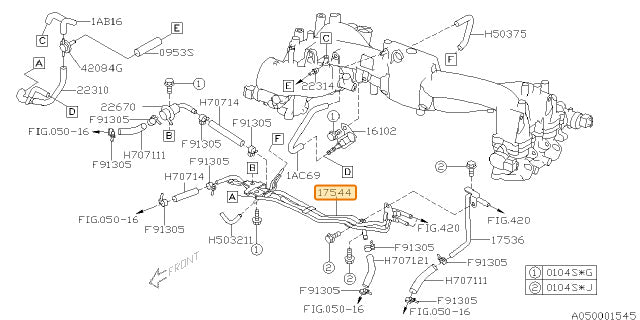 Subaru OEM Fuel Return Pipe WRX 2003-2004 | 17544AA135