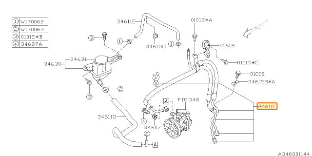 Subaru OEM High Pressure Power Steering Line (05-09 Legacy) | 34610AG17A