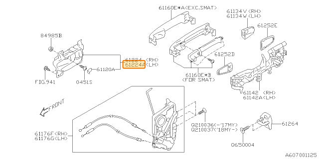 Subaru OEM Inner Door Handle - Left (13-20 BRZ, 15-21 WRX) | 61051FJ032VH