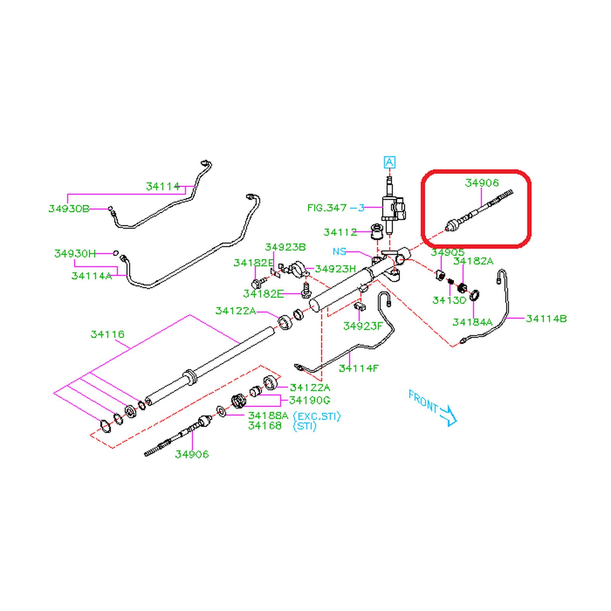 Subaru OEM Inner Tie Rod End WRX 11-21 / STI 08-21 | 34160XA000