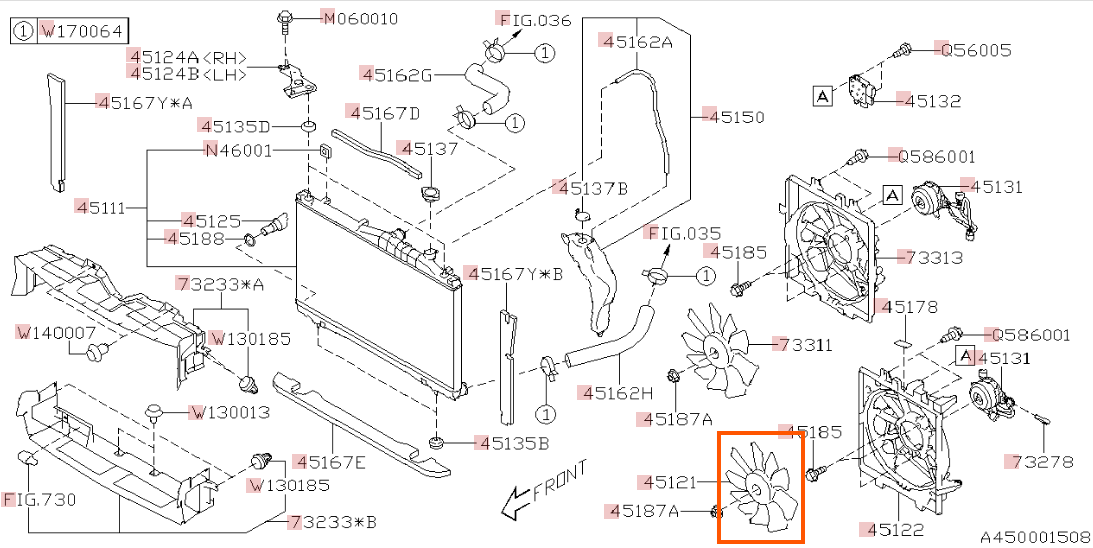 Subaru OEM Left Radiator Cooling Fan Blade Subaru WRX 2022-2026 | 45121VC010