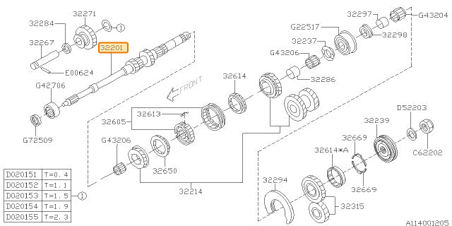 Subaru OEM Main Shaft (02-06 WRX) | 32201AB120