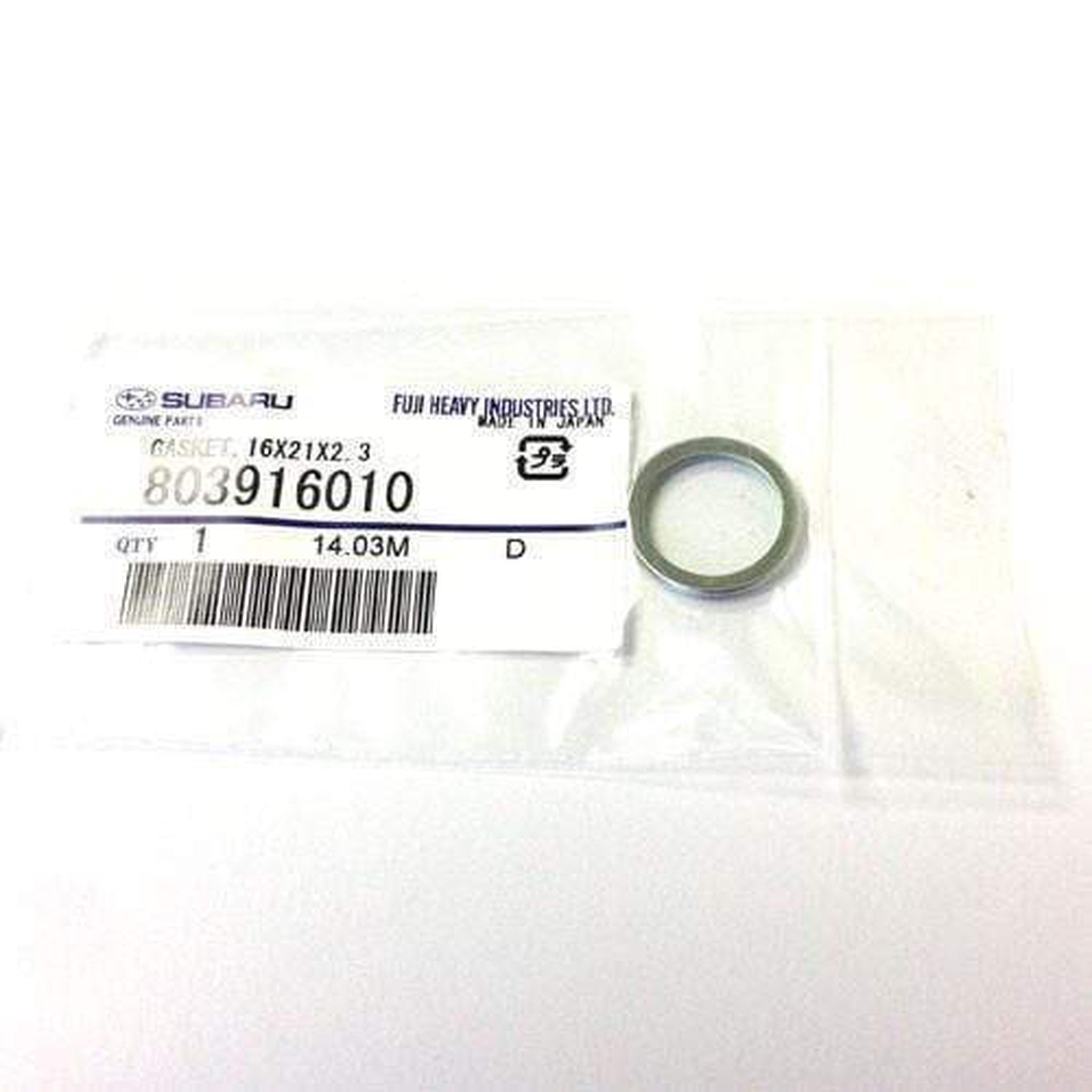 Subaru OEM Oil Drain Plug Crush Gasket WRX 15-26 / BRZ 13-26 / Forester 11-24 | 803916010