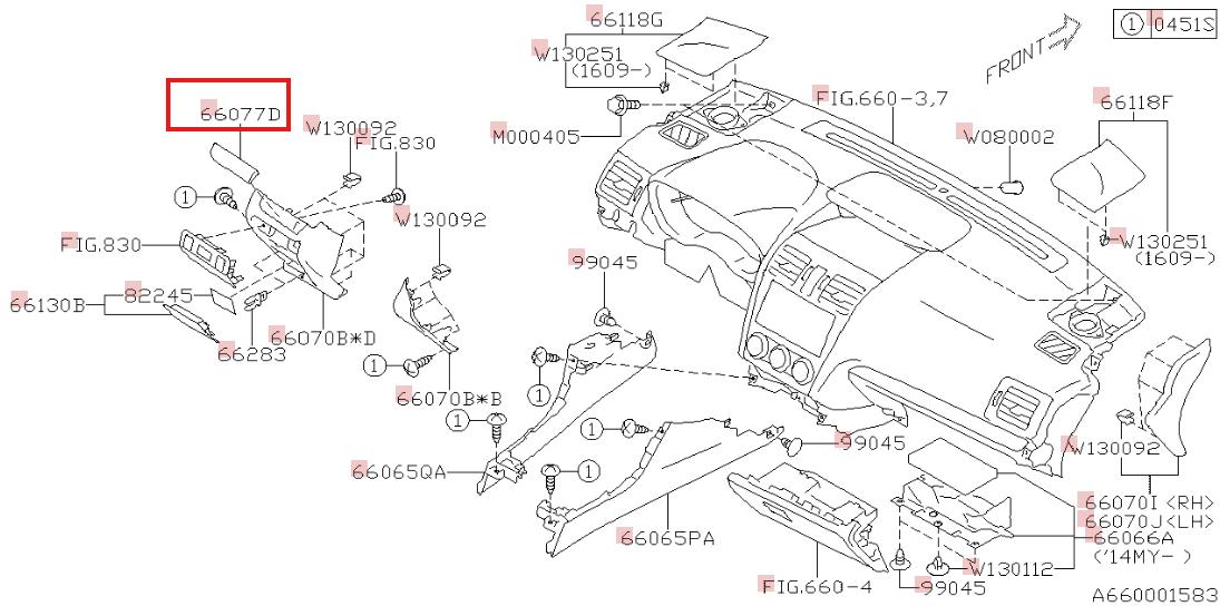 Subaru OEM Ornament Panel (Driver) Subaru Crosstrek 2016-2017 | 66077FJ350
