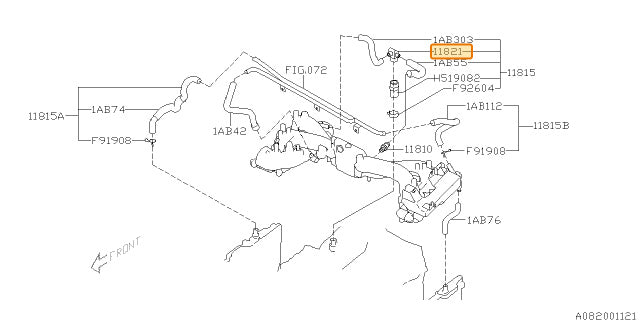 Subaru OEM PCV Connector | 11821AA450