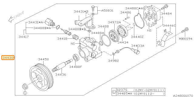 Subaru OEM Power Steering Pump WRX 2002-2003 | 34430FE002