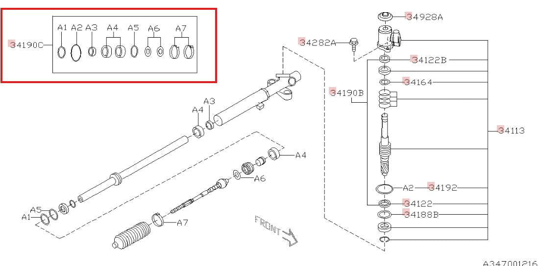 Subaru OEM Power Steering Rack Gasket Kit 11-21 WRX / STI | 34191FG030