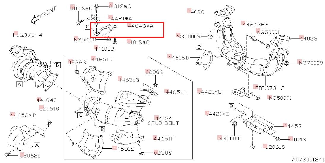 Subaru OEM Pre-Converter Bracket (#2) Subaru WRX 2022-2026 | 44643AA062