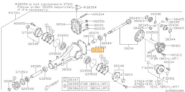 Subaru OEM R160 Differential Gasket | 38353AA031