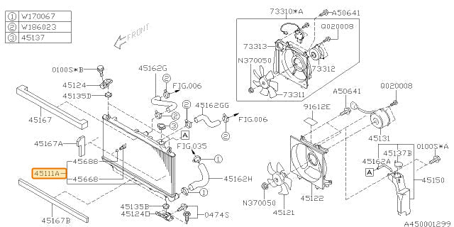 Subaru OEM Radiator Legacy GT / Outback XT 2005-2007 / 2009 | 45111AG09A