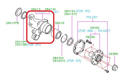 Subaru OEM Rear Axle Knuckle (RH) Subaru STI 2005-2007 | 28012FA000