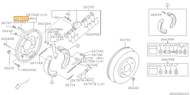 Subaru OEM Rear Brake Dust Shield - Right Hand | 26704AE040