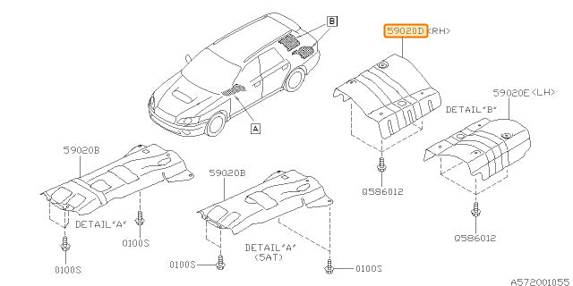 Subaru OEM Rear Exhaust Heat Shielding - Right Hand | 59024AG090