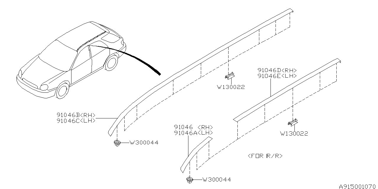 Subaru OEM Roof Drip Molding - Left Impreza / WRX 2002-2007 / STI 2004-2007 | 91046FE071