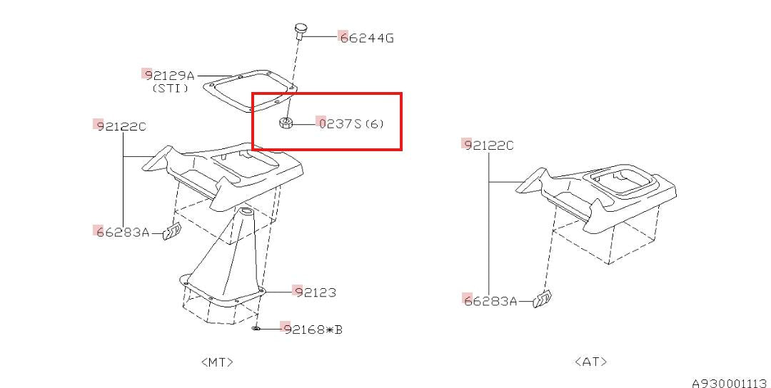 Subaru OEM Shifter Trim Flange Nut Subaru WRX / STI 2002-2007 | 023704000