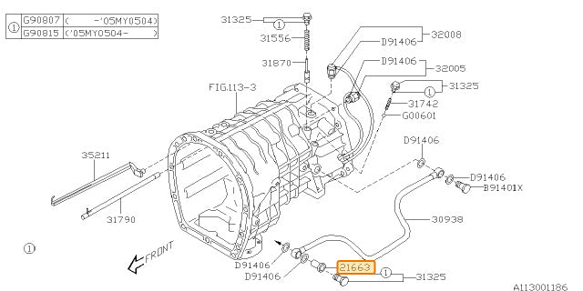 Subaru OEM Transmission Oil Cooler Union Screw STI 2004-2007 / Legacy GT 2007 | 21663AA010
