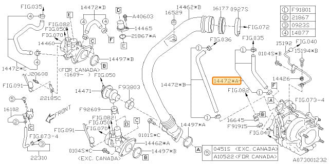 Subaru OEM Turbo Coolant Hose (15-21 WRX) | 14472AA370