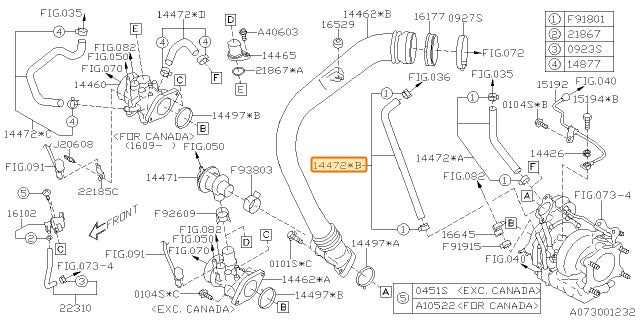 Subaru OEM Turbo Coolant Hose (15-21 WRX) | 14472AA400